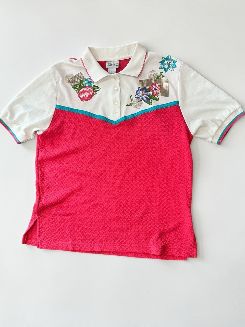 Grandma preppy Koret polo style hot pink vintage top-M